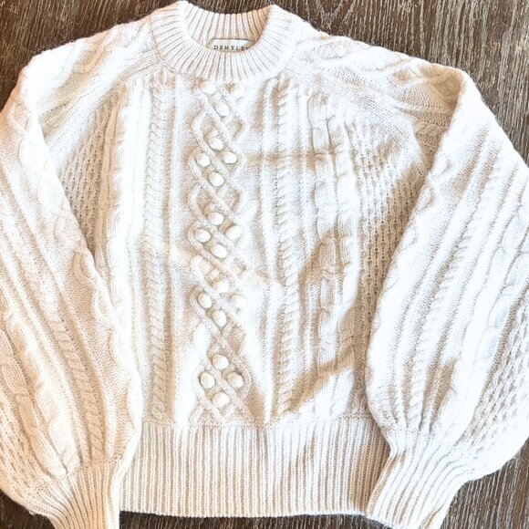 Demylee x J.Crew Ivory Cableknit Sweater Size Medium - Picture 1 of 9